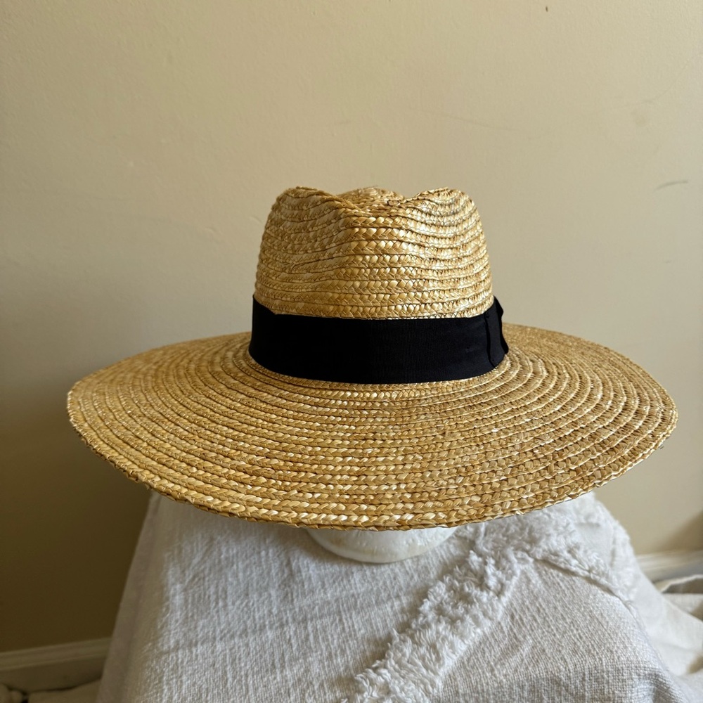 SkinMedica Hat Straw Fedora Wide Brim Big Head Friendly - Picture 3 of 9